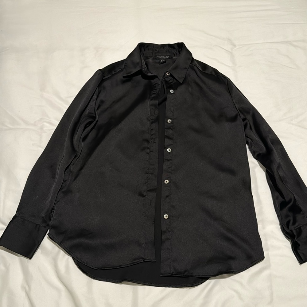 Black satin button up